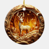 Gold Deer Kerstvakantie Ornament (Achterkant)