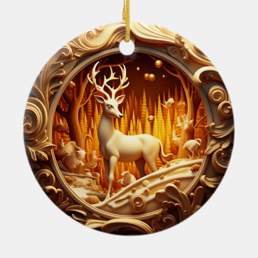 Gold Deer Kerstvakantie Ornament (Achterkant)