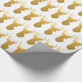 Gold Deer Silhouette Modern Holiday Cadeaupapier (Hoek)