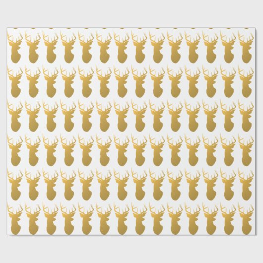 Gold Deer Silhouette Modern Holiday Cadeaupapier (Vlak)