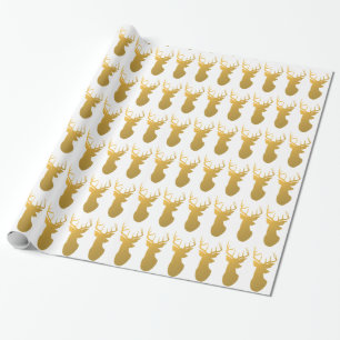 Gold Deer Silhouette Modern Holiday Cadeaupapier