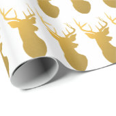 Gold Deer Silhouette Modern Holiday Cadeaupapier (Rol Hoek)