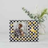 Gold Deer & Snowflakes Black White Pset Pattern Folie Feestdagen Briefkaart (Staand Voorkant)
