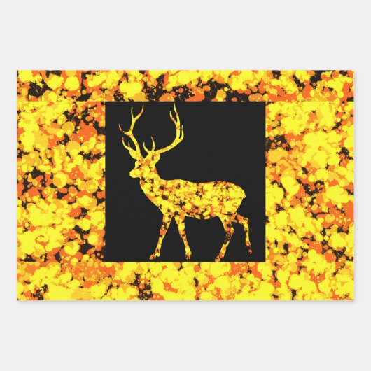 Gold Deer Splattered Paint  Inpakpapier Vel (Voorkant 3)