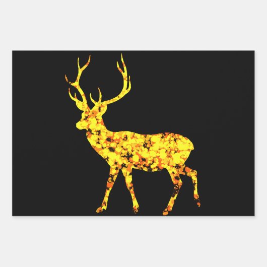 Gold Deer Splattered Paint Inpakpapier Vel (Voorkant 2)