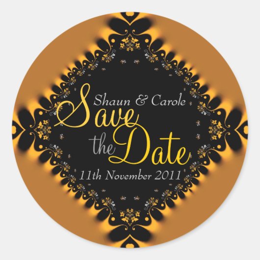Gold Delicate Lace Save the Date Sticker (Voorkant)