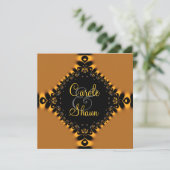 Gold Delicate Lace Wedding Uitnodiging (Staand voorkant)