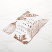 Gold Delicate Leaves Wedding Folie Uitnodiging (Gedraaid)