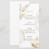 Gold Delicate Leaves Wedding Menu (Voorkant / Achterkant)