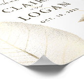 Gold Delicate Leaves Weduwen Welkom Poster (Hoek)