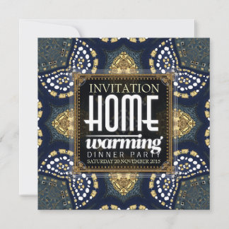 Gold Denim Home Warming Dinner Party Uitnodiging