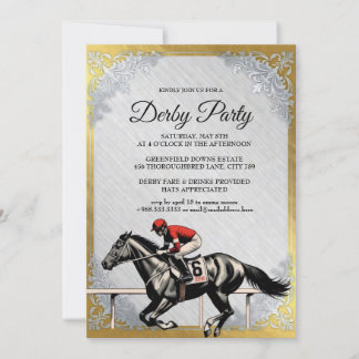 Gold Derby Horse Racing Party Invitation 2026 Kaart