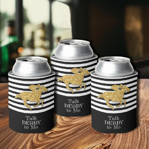 Gold Derby Race Horse Black White Stripes Blikjeskoeler