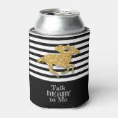 Gold Derby Race Horse Black White Stripes Blikjeskoeler (Blikje Voorkant)