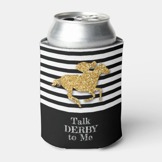 Gold Derby Race Horse Black White Stripes Blikjeskoeler (Blikje Voorkant)