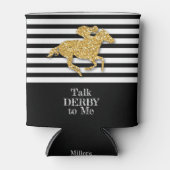 Gold Derby Race Horse Black White Stripes Blikjeskoeler (Voorkant)