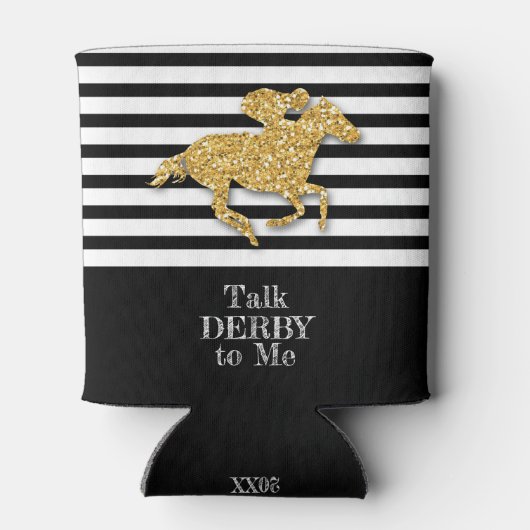 Gold Derby Race Horse Black White Stripes Blikjeskoeler (Achterkant)