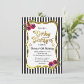 Gold Derby Thmed Birthday Invitations Kaart (Staand voorkant)