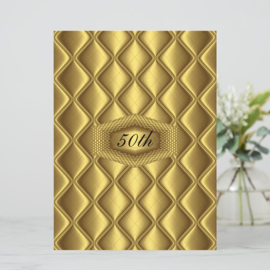 Gold Design 50th Birthday Jubileum Party Kaart (Staand voorkant)