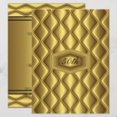 Gold Design 50th Birthday Jubileum Party Kaart (Voorkant / Achterkant)