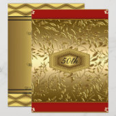 Gold Design 50th Birthday Jubileum Party Kaart (Voorkant / Achterkant)