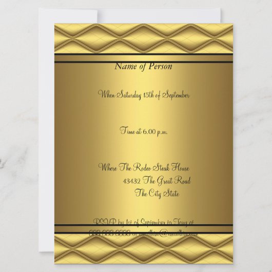 Gold Design 50th Birthday Jubileum Party Kaart (Achterkant)