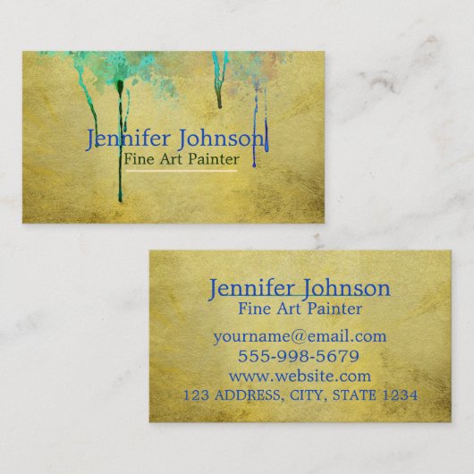 Gold Design Driving Paint Kunstschilder Visitekaartje (Voorkant / Achterkant)