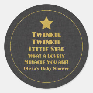 Gold Design Twinkle Little Star Baby shower Ronde Sticker