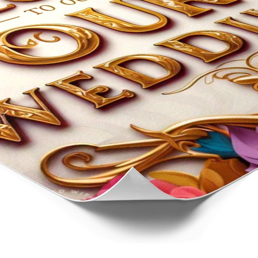 Gold Design Welkom bij onze bruiloft teken Poster (Hoek)