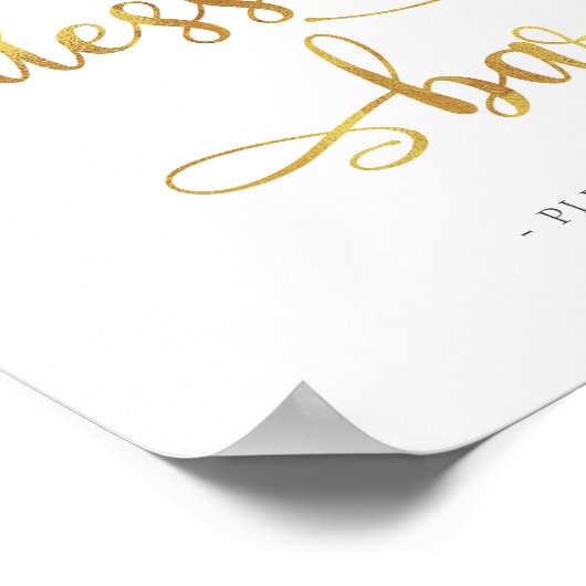 Gold Dessert Bar Calligrafie Eenvoudig bruiloft bo Poster (Hoek)