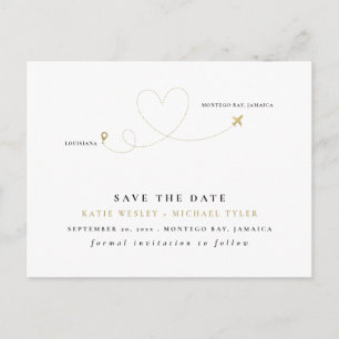 Gold Destination Wedding Save the Date Aankondigingskaart