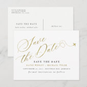 Gold Destination Wedding Save the Date Aankondigingskaart (Voorkant / Achterkant)