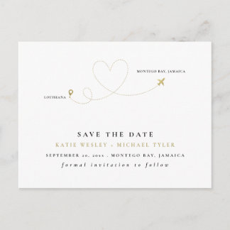 Gold Destination Wedding Save the Date Aankondigingskaart