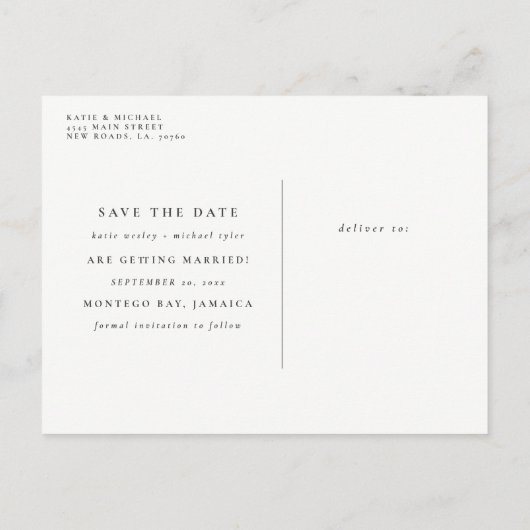 Gold Destination Wedding Save the Date Aankondigingskaart (Achterkant)