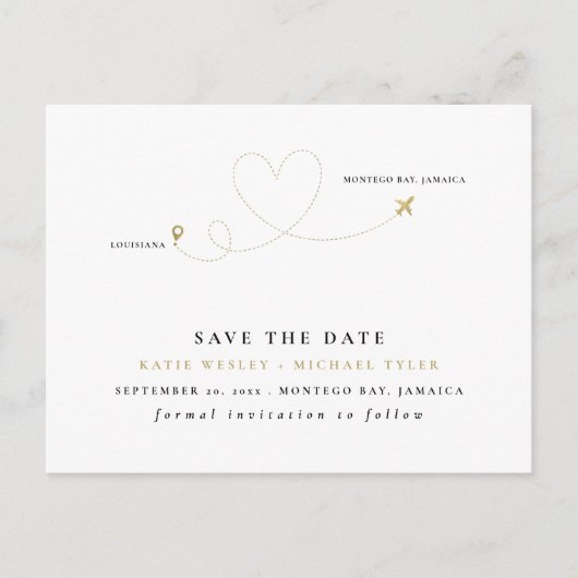 Gold Destination Wedding Save the Date Aankondigingskaart (Voorkant)