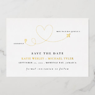 Gold Destination Wedding Save the Date Folie Uitnodiging