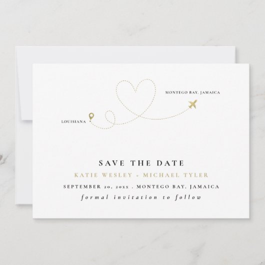Gold Destination Wedding Save the Date Kaart (Voorkant)