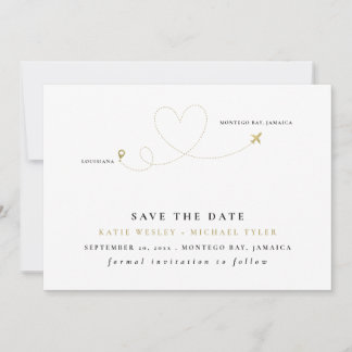 Gold Destination Wedding Save the Date Kaart