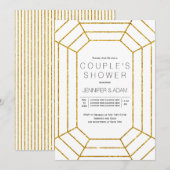 Gold diamanten bruiloft-uitnodiging voor douche kaart (Voorkant / Achterkant)