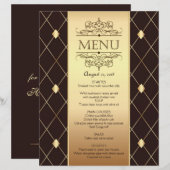 Gold diamantpatroon in het bruine Weddenmenu (Voorkant / Achterkant)