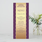 Gold diamantpatroon in het koninklijk paars bruilo kaart (Staand voorkant)