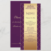 Gold diamantpatroon in het koninklijk paars bruilo kaart (Voorkant / Achterkant)