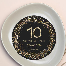 Gold Diamond 10th Anniversary charger plate insert Kaart