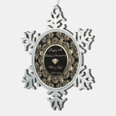Gold Diamond 10th Wedding Jubileum Tin Sneeuwvlok Ornament (Rechts)