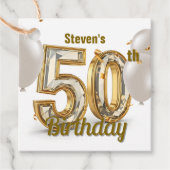Gold Diamond 50th Birthday White Balloons Bedankjes Labels (Voorkant)