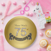 Gold Diamond 75e verjaardagsfeestje Papieren Bordje (Feest)