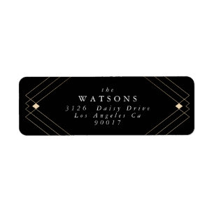 Gold Diamond Black Geometric Deco Gatsby Wedding Etiket