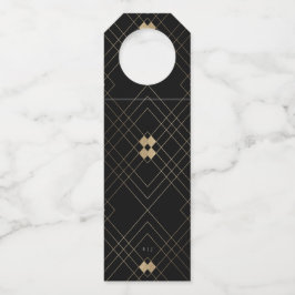Gold Diamond Black Geometric Deco Gatsby Wedding Flessenhanger