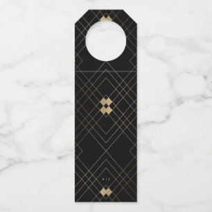 Gold Diamond Black Geometric Deco Gatsby Wedding Flessenhanger