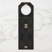 Gold Diamond Black Geometric Deco Gatsby Wedding Flessenhanger (Achterkant)